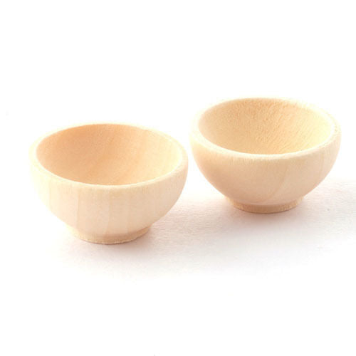 Two Tiny Wooden Bowls 1.8cm Diameter, Dolls House Miniatures, Kitchen Accessory