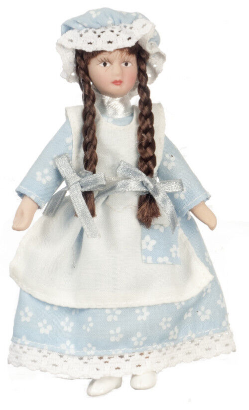 Country Girl Doll, Dolls House Miniature, Doll In Dress 1.12 Scale