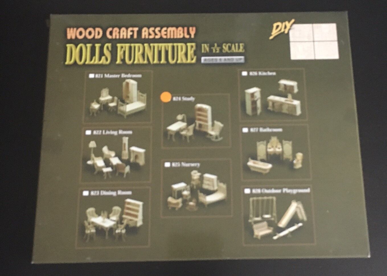 1/12th Scale Study Furniture Set, Dolls House Miniatures, UK