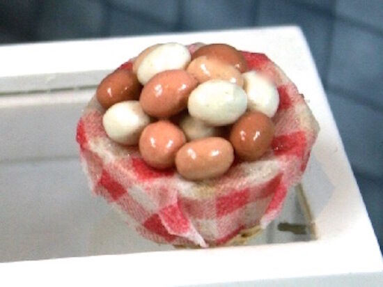 Eggs In Basket, Dolls House Miniatures Kitchen Accessory Cooking