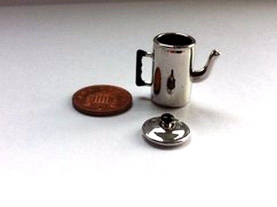 Metal Coffee Pot With Removable Lid , Dolls House Miniatures Kitchen Accessory