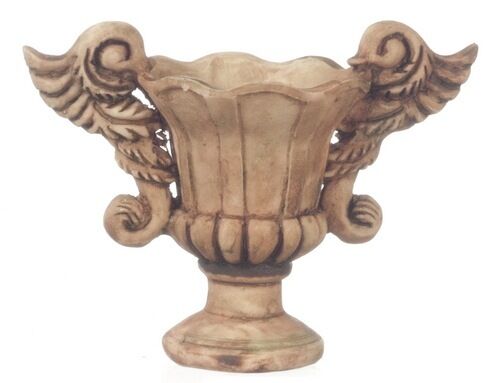Winged Ancient Urn, Doll House Miniatures, Plant Flower Pot 1.12 Scale