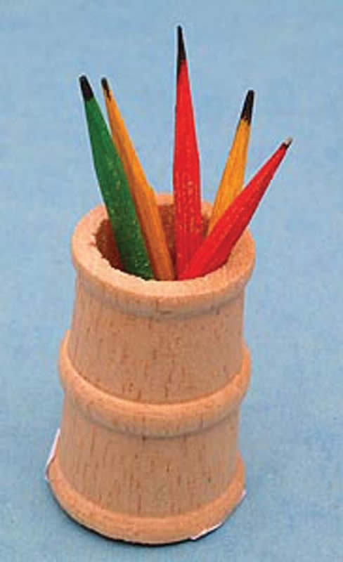 Pencil Holder With Pencils Dolls House Miniature Stationery 1.12 Scale
