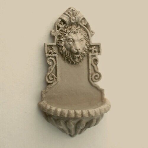 Lion Head Wall Fountain, Dolls House Miniatures, Garden Accessory, Lid Removes