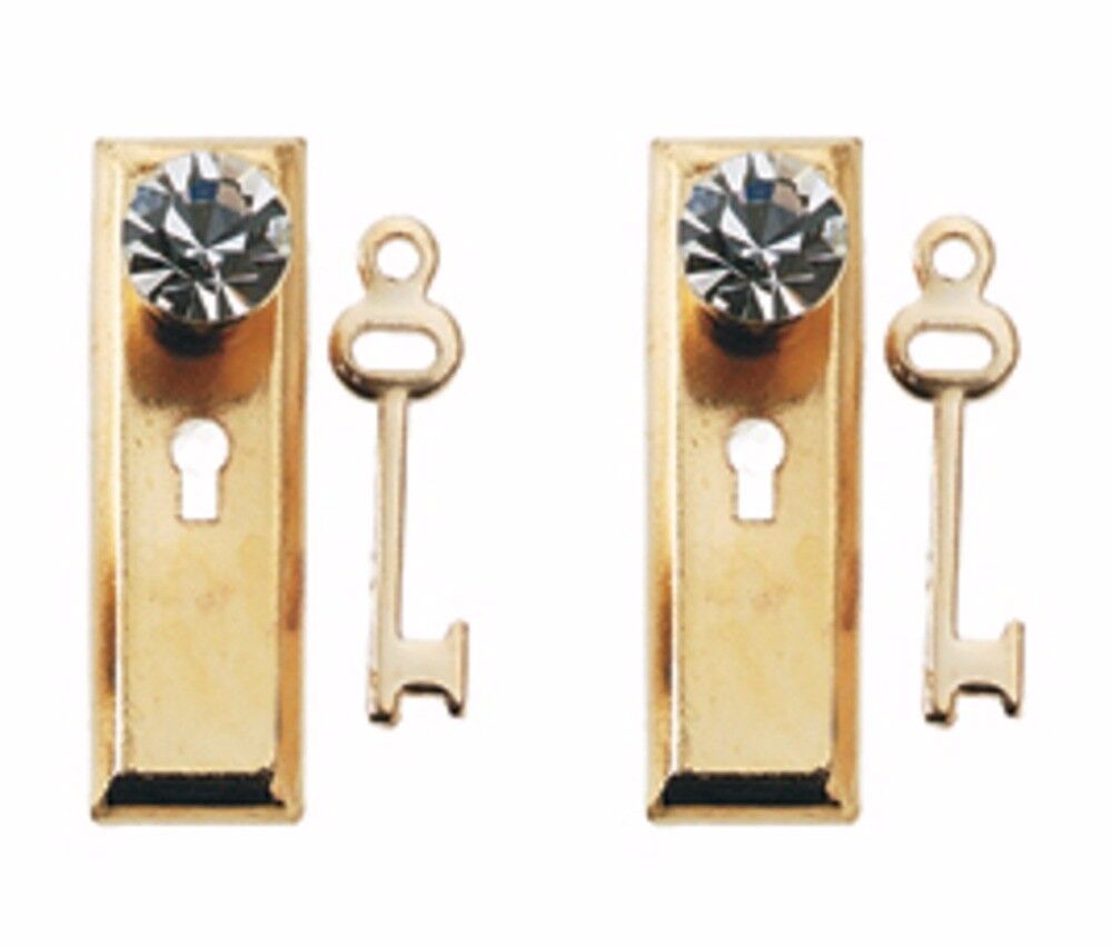 Golden Door Plates With Crystal Handles & Keys, Dolls House Miniature