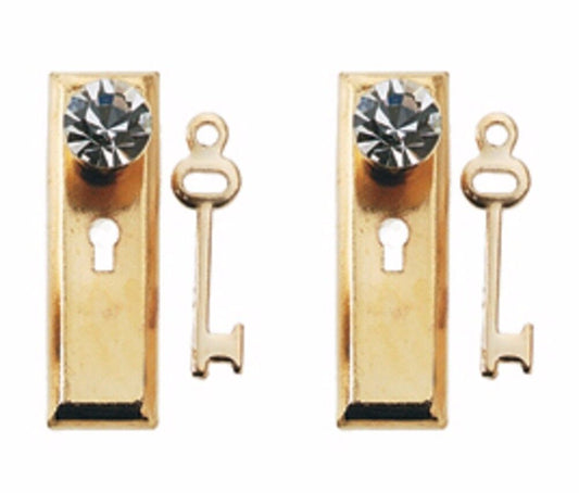 Golden Door Plates With Crystal Handles & Keys, Dolls House Miniature