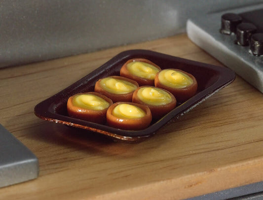 Tray of Yorkshire Puddings, Dolls House Miniature 1:12th Scale