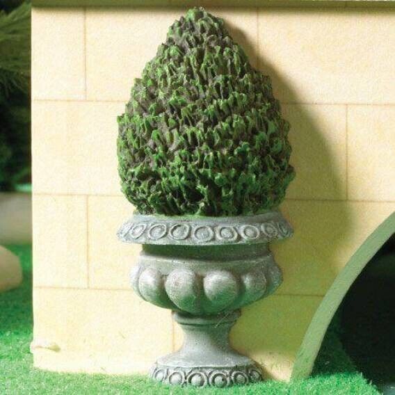Flat Backed Topiary Bush, Dolls House Miniature Garden Plants 1/12 Scale