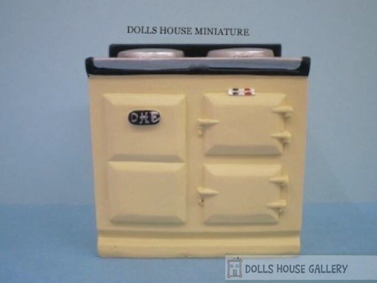 Cream Aga Style Stove, Doll House Miniature, 1.12th Scale, Kitchen Cooker