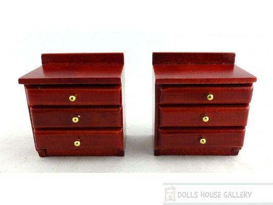 Two Bedside Cabinets, Dolls House Miniature Furniture 1/12 Scale
