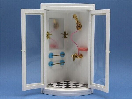 Corner Shower Unit, Dolls House Bathroom Accessory, Miniature Shower 1.12 Scale