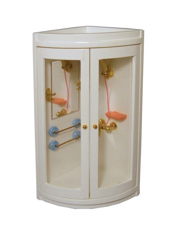 Corner Shower Unit, Dolls House Bathroom Accessory, Miniature Shower 1.12 Scale