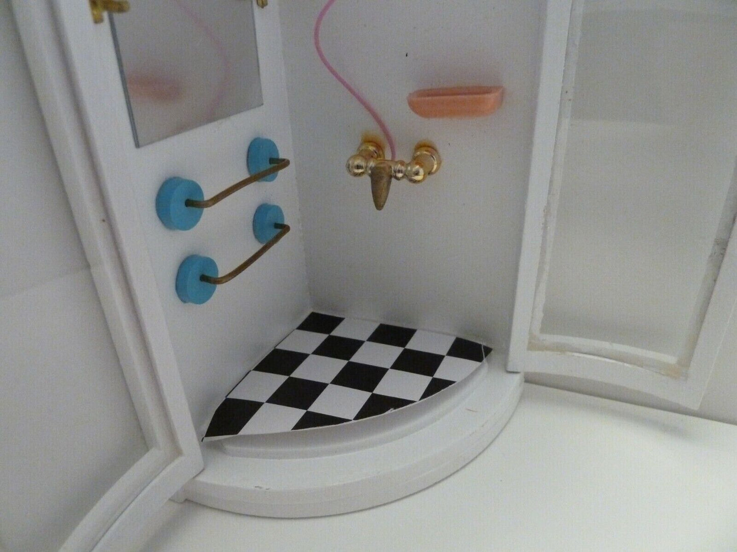 Corner Shower Unit, Dolls House Bathroom Accessory, Miniature Shower 1.12 Scale
