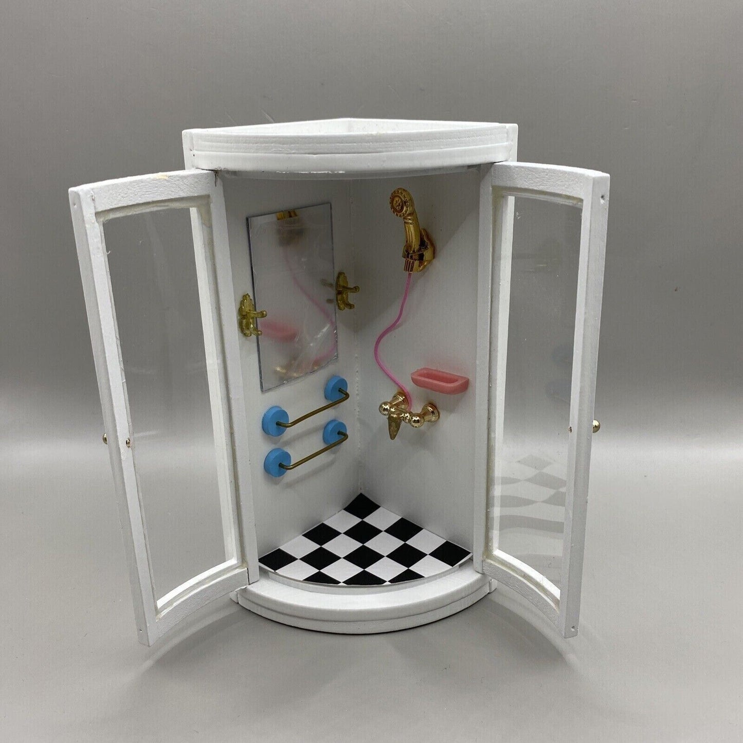 Corner Shower Unit, Dolls House Bathroom Accessory, Miniature Shower 1.12 Scale
