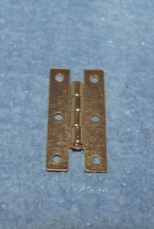 4 Brass Plated Hinges 15mm x 7mm & Nails, Dolls House Miniatures, DIY Fixtures,