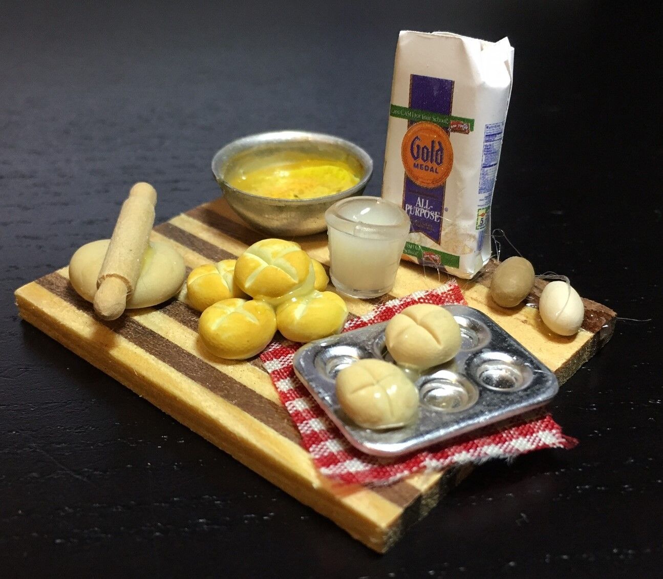 Bread Making Set, Dolls House Kitchen Accessory, Miniature, Miniatures, Food