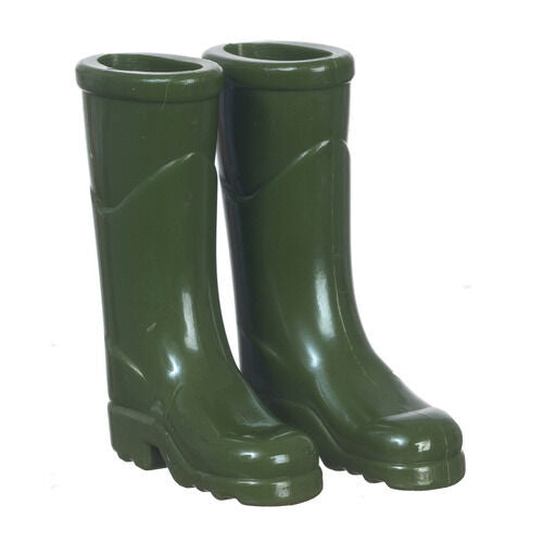 Green Outdoor Wellington Boots, Dolls House Miniature Accessory, Wellies