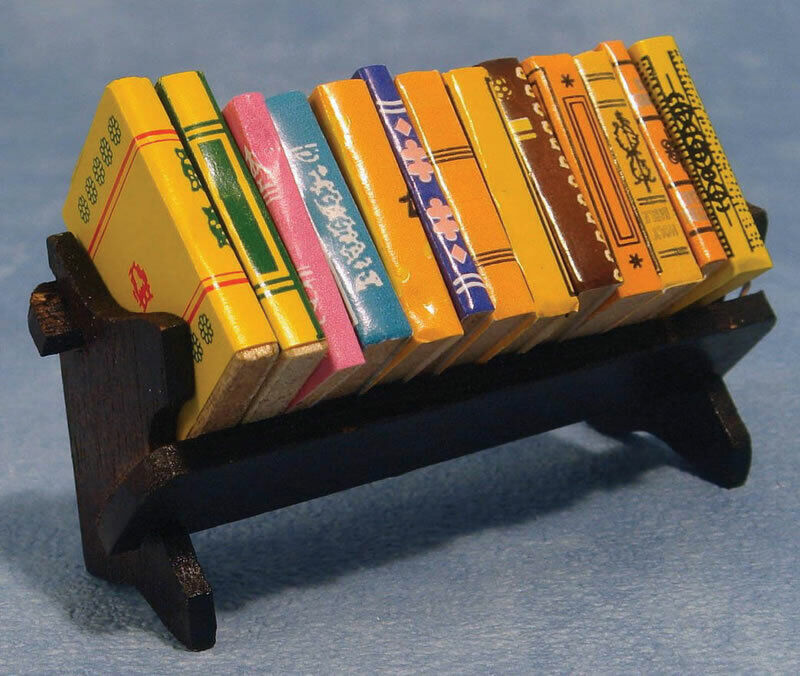 Books & Rack, Dolls House Miniature Stationary, Loose Books, 1.12 Scale Library