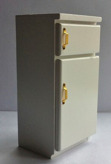 Fridge Freezer With Brass Handles,  Dolls House Miniature Kitchen Appliances