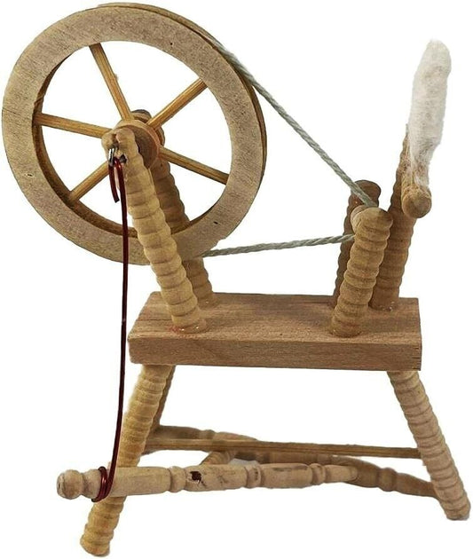 Bare Wood Spinning Wheel, Dolls House Miniatures,  Sewing Room