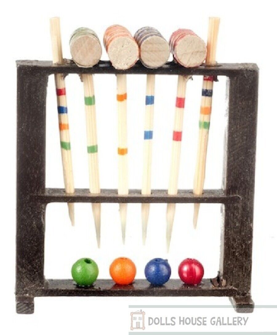 Croquet Set, Dolls House Miniature, Toy Garden Accessory