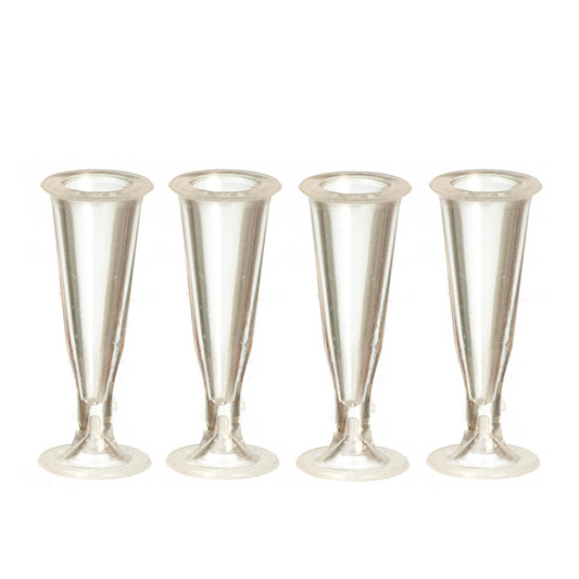 Champagne Flutes Set Of 4, Dolls House Miniature, 1;12 Scale