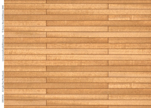 Light Pine Floorboards Card, Dolls House Miniature Flooring, 1.12th Scale
