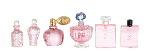 Pink Perfume Set With Removable Lids, Dolls House Miniature