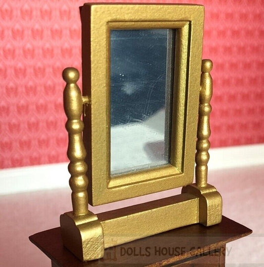 Golden Swivel Mirror, Dolls House Miniature, 1:12 Scale