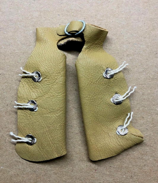 Cream Leather Cowboy Chaps, Trousers Miniature Dolls 1.12th Scale. The Old West