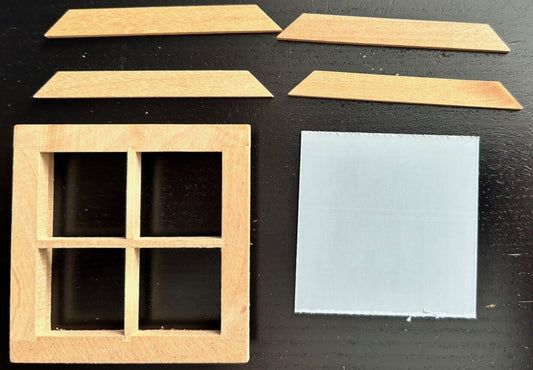 Small Dormer Insert, 4 Pane Window / Frame, Dolls House Miniature 1.12 Scale