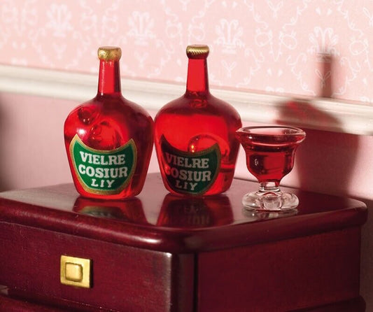 Two Liqueur Bottles, Dolls House Miniatures 1:12 Scale