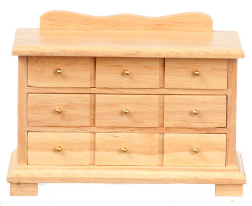 Triple Dresser In Oak, Dolls House Miniature Furniture, Bedroom