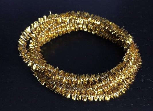 75" Of Gold Dolls House Christmas Tinsel, Dolls House Miniature, Tree Decoration