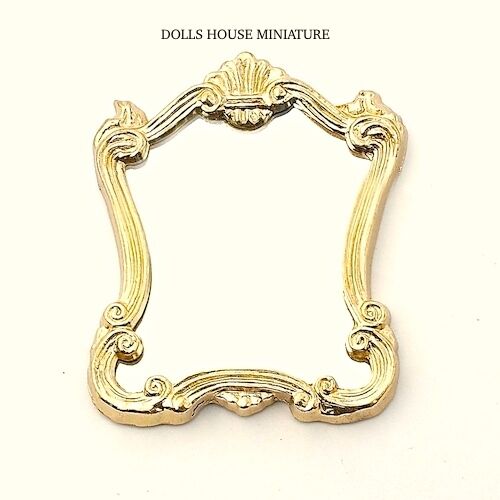 Golden Framed Fancy Mirror, Dolls House Miniature Wall Decor House Decoration