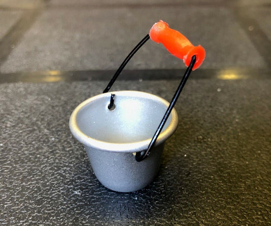 Bucket With Red Handle, Dolls House Miniature, Cleaning accessory, 1.12 Scale