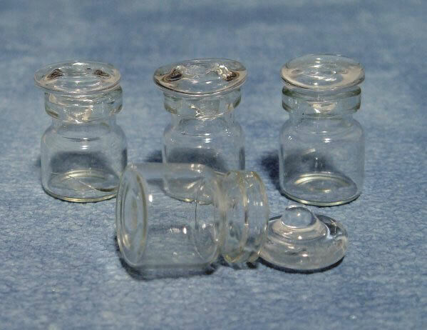 Glass Topper Jars 4 Pack, Doll House Miniatures, Kitchen Accessories 1;12 Scale