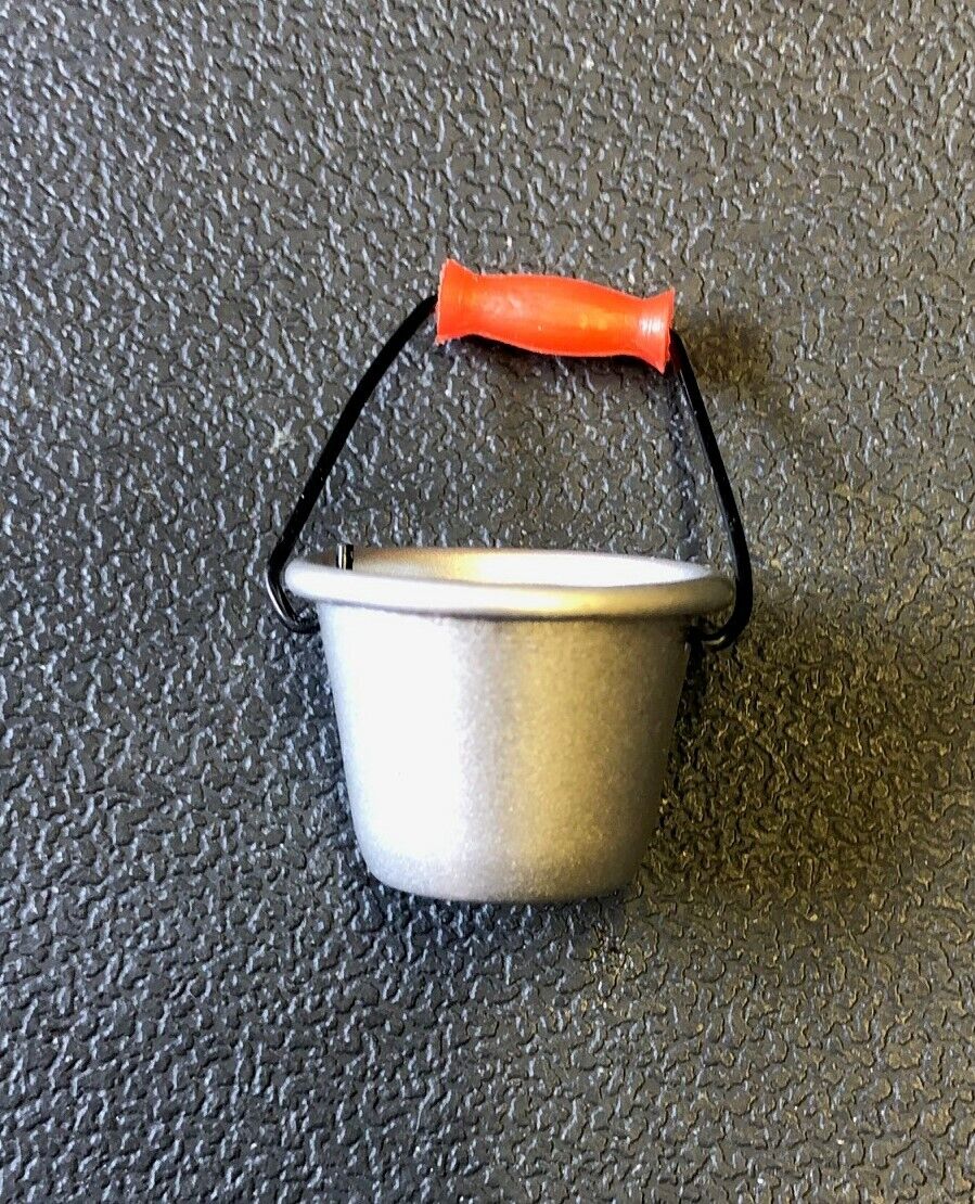 Bucket With Red Handle, Dolls House Miniature, Cleaning accessory, 1.12 Scale