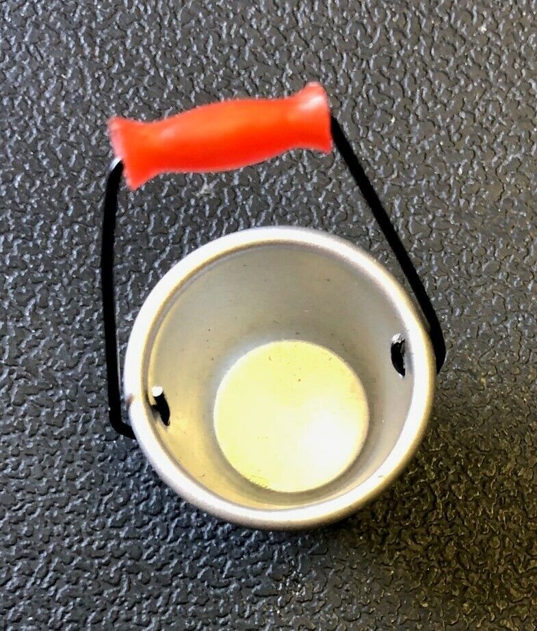 Bucket With Red Handle, Dolls House Miniature, Cleaning accessory, 1.12 Scale