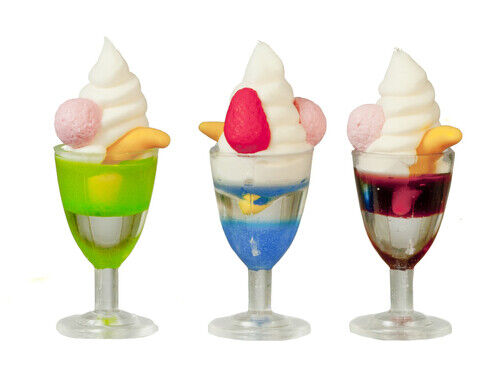 Three Large Ice Cream Sundays, Dolls House Miniatures Food