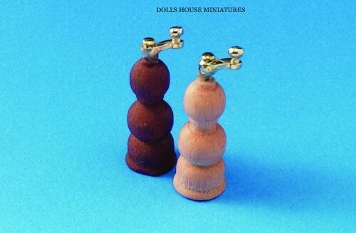 Two Pepper Mills, Miniatures for a Doll House, Tableware Kitchen Scene