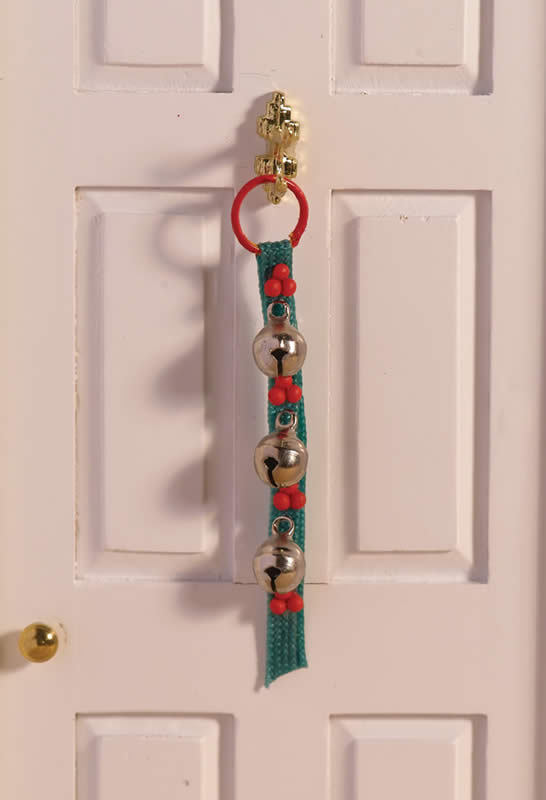 Jingle Bells Christmas Hanging Decoration, Dolls House Miniature Xmas Door Decor