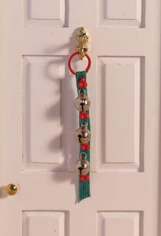 Jingle Bells Christmas Hanging Decoration, Dolls House Miniature Xmas Door Decor