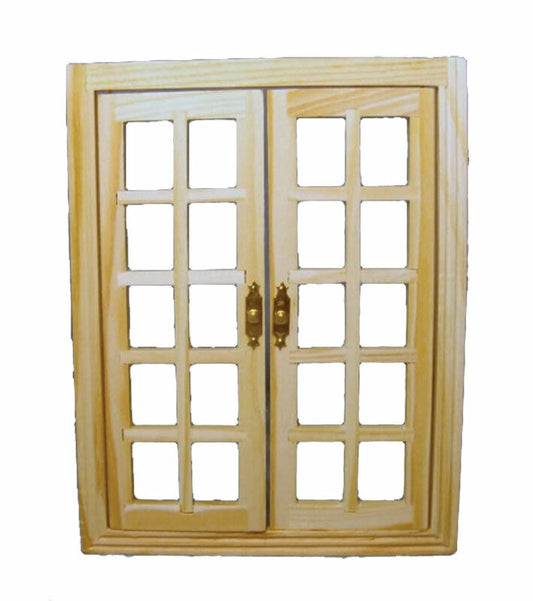 Wooden Opening French Windows, Doll House Miniature, DIY Fixtures