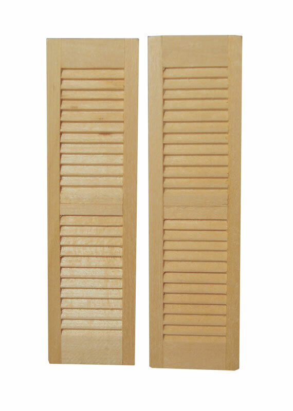 Pair of Wooden Louvre Window Shutters, Dolls House Miniatures DIY