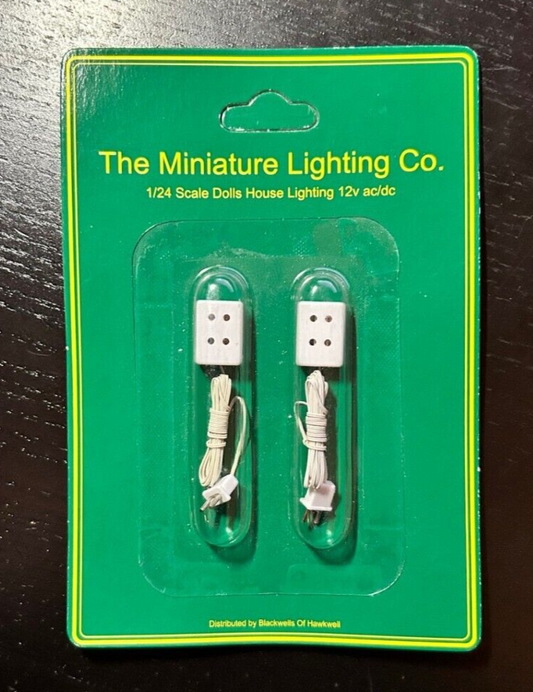 Double Socket Extensions / Sockets, Dolls House Miniature 12v 24th Scale