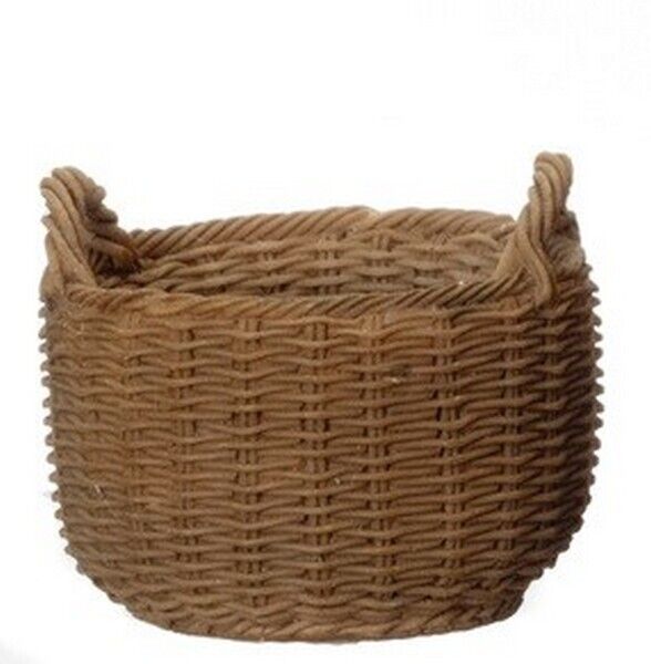 30mm Diameter Round Cross Weave Basket Resin, Dolls House Miniature. 1:12 Scale