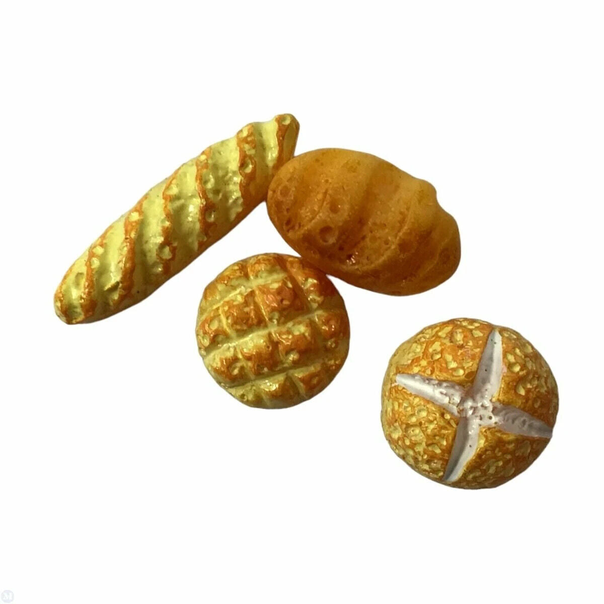 Small Set Of Loves & Baguette, Dolls House Food Bread Miniature, 1.12 Scale