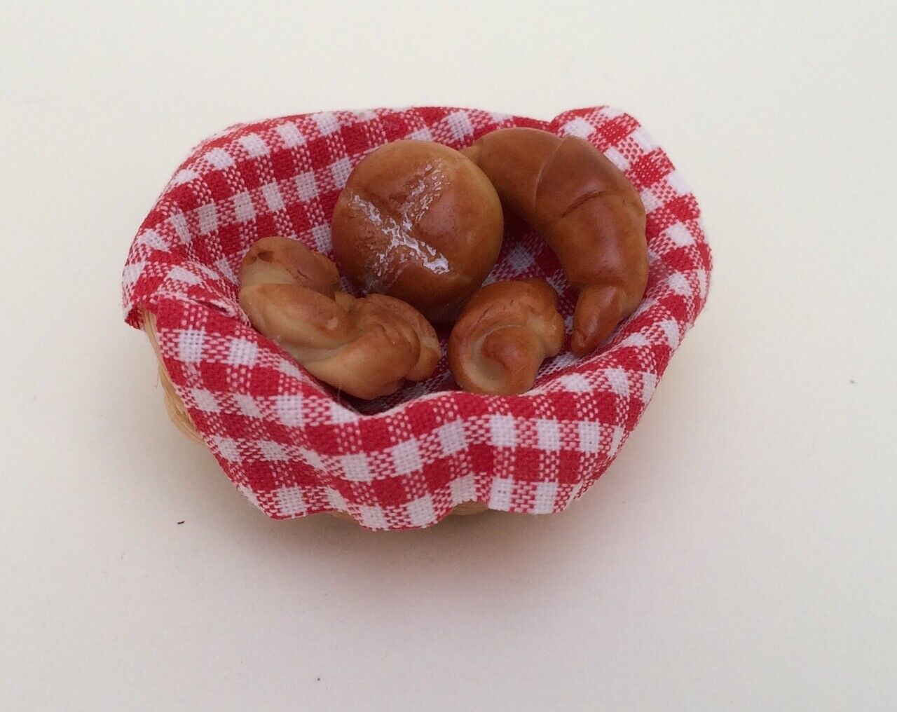 Basket of Croissants, Dolls House Miniature, Food Drink 1.12 Scale