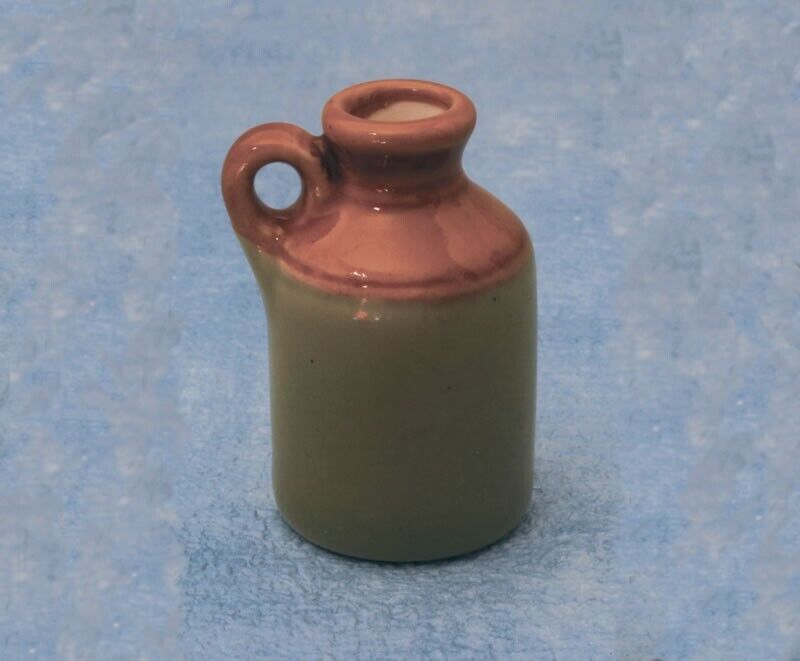 Green & Brown Stoneware Jar, Dolls House Miniature, 1.12 Scale Kitchen Accessory